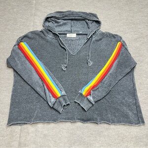 Ocean Drive Women's Large Rainbow Sleeve Cropped Hoodie Soft EUC Size M Beach